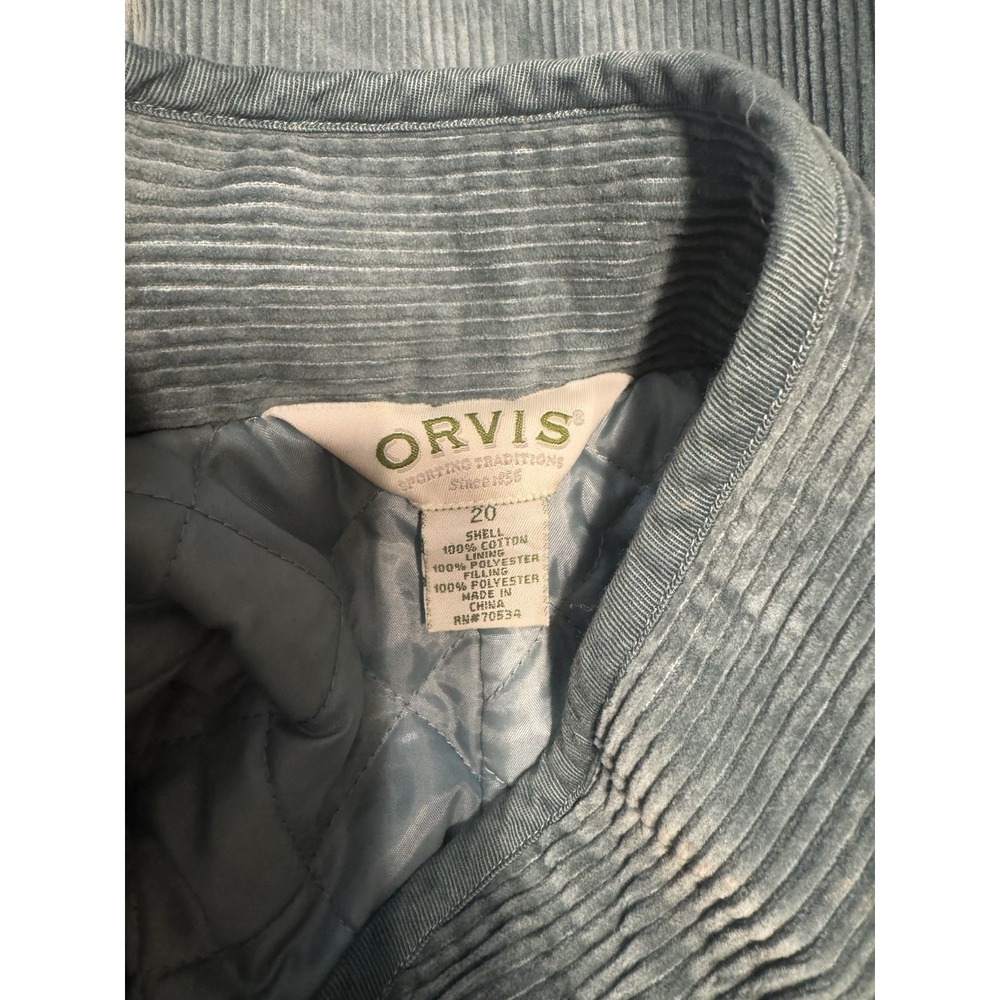 Orvis Corduroy Barn Coat Insulated Teal Blue Button Up Chore Jacket Sz 20 TubD5 - Picture 8 of 9